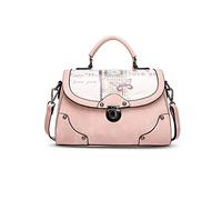 NICOLE&DORIS Women's Elegant Tote Crossbody PU Leather Handbag, Pink, L