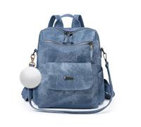 NICOLE & DORIS Women's Fashion Backpacks 2 in 1 Rucksack Anti-theft Backpack Soft PU Leather Causal Daypack Waterproof Backpack Shoulder Bags for Work School Travel Shopping Blue