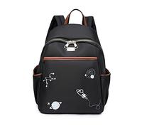 NICOLE & DORIS Womens Fashion Backpacks Lightweight Rucksack School Backpack Casual Daypack Everyday Travel Backpacks with Embroidered Design Black