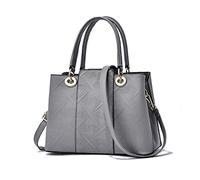 NICOLE & DORIS Women's Fashion Top Handle Bag PU Leather New Shoulder Cross Body Ladies Work Tote Medium Messenger Bag with Print Light Grey