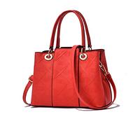 NICOLE & DORIS Women's Fashion Top Handle Bag PU Leather New Shoulder Cross Body Ladies Work Tote Medium Messenger Bag with Print Red