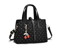 NICOLE & DORIS Womens Handbag Elegant Shoulder Bags Sequin Bag Soft PU Leather Top Handle Bags Crossbody Bag Small Handbags with Pendant Black