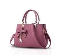 NICOLE & DORIS Women's Handbag PU Leather Shoulder Bag Travel Top Handle Bag Fashion Crossbody Bag with Bowknot Pendant Pink