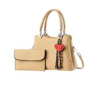 NICOLE & DORIS Womens Handbag Set Small Top Handle Bag for Women Multi Pocket Shoulder Bags PU Leather Crossbody Bag 4 PCS Purse Handbags Khaki