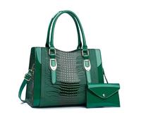 NICOLE & DORIS Women's Handbags Tote Bag Patent Leather Handbag and Purse Set Top Handle Bag Fashion Shoulder Bags Crossbody Bag for Work Travel Shopping Green