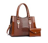 NICOLE & DORIS Women's Handbags Tote Bag Patent Leather Handbag and Purse Set Top Handle Bag Fashion Shoulder Bags Crossbody Bag for Work Travel Shopping Brown