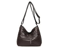 NICOLE & DORIS Women's Hobos & Shoulder Bags Multi-Pocket Messenger Crossbody Bag PU Leather Handbags Purses with Adjustable Shoulder Strap Dark Brown