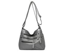 NICOLE & DORIS Women's Hobos & Shoulder Bags Multi-Pocket Messenger Crossbody Bag PU Leather Handbags Purses with Adjustable Shoulder Strap Grey