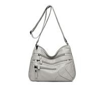 NICOLE & DORIS Women's Hobos & Shoulder Bags Multi-Pocket Messenger Crossbody Bag PU Leather Handbags Purses with Adjustable Shoulder Strap Light Grey