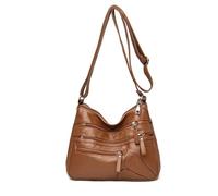 NICOLE & DORIS Women's Hobos & Shoulder Bags Multi-Pocket Messenger Crossbody Bag PU Leather Handbags Purses with Adjustable Shoulder Strap Brown