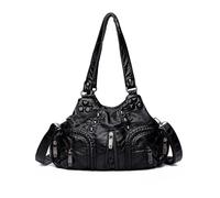 NICOLE & DORIS Women's Hobos & Shoulder Bags Vintage Handbags Soft PU Leather Crossbody Bag Large Capacity Satchel Bag Side Bags Studded Handbag Black