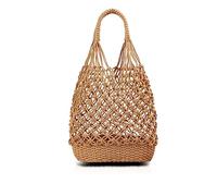 NICOLE & DORIS Women's Khaki Straw Tote Bag, 29cm*25*30cm (L*W*H), Lightweight Mesh Shoulder Handbag for Summer, Beach, Travel & Daily Use