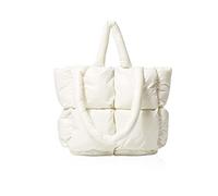 NICOLE & DORIS Womens Large Handbags Puffer Tote Bag Shopper Bags Lightweight Shoulder Bag Waterproof Quilted Handbag for Work Travel Gym Shopping White