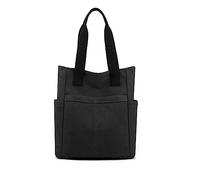 NICOLE & DORIS Womens Nylon Shoulder Bag,Large Capacity Tote Bag with Zip,Multi Pockets Shopping Bag Casual,for Work Travel Daily Use Black