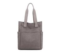 NICOLE & DORIS Womens Nylon Shoulder Bag,Large Capacity Tote Bag with Zip,Multi Pockets Shopping Bag Casual,for Work Travel Daily Use Grey