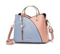 NICOLE & DORIS Women's Pink Small Crossbody Handbag - Color Block, Convertible Multi-Wear Style, 5 Pockets, Water Resistant PU Leather, 23cm*11cm*19cm