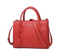 NICOLE & DORIS Women's Red Classic Top Handle Satchel Handbag for Work Shopping