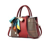 NICOLE & DORIS Women's Red Wine Medium Size Minimalist Designer Handbag with Ribbon for Shopping Travel Gift