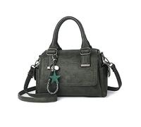 NICOLE & DORIS Women's Retro Green PU Leather Crossbody Satchel Handbag with Multiple Pockets and Adjustable Shoulder Strap