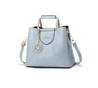 NICOLE & DORIS Womens Top-Handle Bag Small Elegant Handbag Crossbody Bag Multi-Pocket Shoulder Bag PU Leather Clutch Bags with Metal Flower Charm Blue