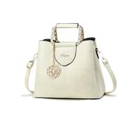 NICOLE & DORIS Womens Top-Handle Bag Small Elegant Handbag Crossbody Bag Multi-Pocket Shoulder Bag PU Leather Clutch Bags with Metal Flower Charm White