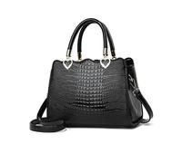 NICOLE & DORIS Women's Top-Handle Bags Small Handbags for Women Fashion Tote Handbag Crocodile Shoulder Bags PU Leather Crossbody Bag Satchel Bag Black