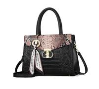 NICOLE & DORIS Womens Tote Bags Luxury Handbags Elegant Top Handle Bags Snake Pattern Shoulder Bag PU Leather Crossbody Bag for Travel Work Shopping Black with Coffee