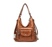 NICOLE & DORIS Womens Tote Handbags Large Shoulder Bag 2 in 1 Backpack Multifunctional Hobo Bags Soft PU Leather Slouchy Shopper Bag Travel Bag Brown