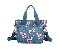 NICOLE & DORIS Womens Totes Bag Casual Shoulder Bag Large Multi Pocket Handbag Top Handle Shopping Bag Colourful Weekend Bag Crossbody Bag for School Work Travel Dark Blue Flower
