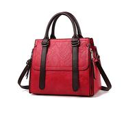 NICOLE & DORIS Women's Vintage Shoulder Bag - Designer Crossbody & Work Bag - PU Leather - Medium Size - Wine Red