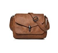 NICOLE & DORIS Women's Vintage Soft Leather Satchel Bag - Multi Pockets, Lightweight, Brown