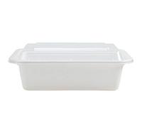 Nicole Home Collection 2240 Rectangular Food Container-24 oz | 7" x 5" | White | Pack of 5 Microwaveable Containers with Lid, Plastic