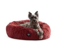 Nicole Miller New York PET Ellie Fuzzy Solid Donut Pet Bed, Plush, Cozy & Calming, Water Repellent, Non-Slip Bottom, 100% Machine Washable, Rose Pink, X-Small 19"x19"x7" Round