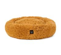 Nicole Miller New York PET Ellie Fuzzy Solid Donut Pet Bed, Plush, Cozy & Calming, Water Repellent, Non-Slip Bottom, 100% Machine Washable, Gold, X-Small 19"x19"x7" Round