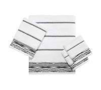 Nicole Miller - Towels, 4pc Soft & Absorbent Towel Set, Dorm Room Essentials (Syndey Collection, White/Black)