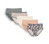 Nicole Miller Women's Brushed Knit High Waisted Brief Underwear Set, 5-Pack (Missy & Plus), Dusk Floral/Blush Shores/Angel Geo/Shoreline/Grey Texture, S
