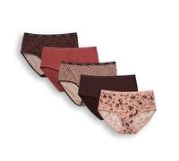 Nicole Miller Women's Brushed Knit High Waisted Brief Underwear Set, 5-Pack (Missy & Plus), Rose Floral/Dark Fig/Rose Cheetah/Rose Copper/Fig Nm Word, M