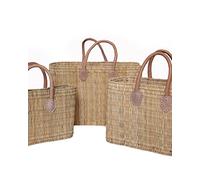 Nicole Reed Basket Bag with Leather Handles S M L/Set of 3, Small, Medium and Large