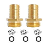 NICOLEKAY 2Pcs 1/2" Barb x 3/4" Male GHT Thread Hex Brass Garden Water Hose Pipe Connector Copper Fitting with Stainless Clamp House/Boat/Lawn/Power Wash/Irrigation