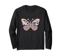 Nicolette Butterfly - Personalized Cute Name Word Art Long Sleeve T-Shirt