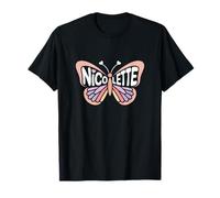 Nicolette Butterfly - Personalized Cute Name Word Art T-Shirt