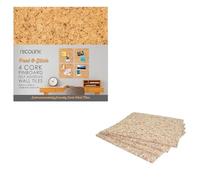 Nicoline PB-SA/W Self Adhesive Cork Pin Board Tiles - Noticeboard Messages - 4 Pack, Light Brown, 30 x 30 centimetres