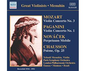 Nicolò Paganini - Chausson; Mozart; Novacek; Paganini - Works for Violin and Orchestra - Yehudi Menuhin