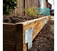 Nicoman Heavy Duty Railway Sleeper Brackets, Galvanised Steel Garden Fixings for Raised Beds and Timber Edging, 2mm Thick with Serrated Edges (Silver, Pack of 20)