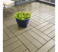 Nicoman 36 PCs Decking Boards Beige Polydeck PVC Decking Tiles for Garden Flooring, Patio, Balcony, 30x30cm Plastic Square Connect Floor, Easy Installation, Outdoor Drainage