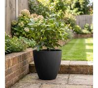 Nicoman 36Cm Tall Round Plain Black Rubber Planters - Non-Crack Non-Shed Indoor Outdoor Planter