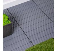 Nicoman Garden Decking Tiles Cosmopolitan Patio, Terrace, Hot Tub Deck Tiles | Interlocking Decking Tiles | Recycled | Cosmo Composite | Outdoor Drainage Deck Flooring (Light Grey, 30 x 30cm, 40x)