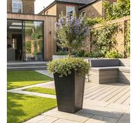 Nicoman 47.3L Tall Square Planter, 57cm Height, Black, Weather Resistant, Indoor and Outdoor Use, 37x37x57cm, Elegant Potted Plant for Patio, Garden, Balcony & Entrance (Plank, Pack of 1)