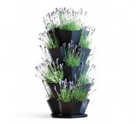 Nicoman 5-Tier Stackable Vertical Garden Planter, Black Hexagonal Plant Tower with Drainage System, Multi-layer Pot for Herb, Flower, Tomatoes, Vegetable Bedding, Indoor Outdoor Vertical Garden Tower