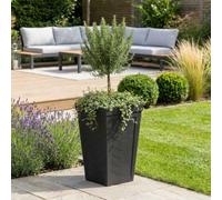 Nicoman 57Cm Tall Chevron Effect Black Rubber Planters - Non-Crack Non-Shed Indoor Outdoor Planter
